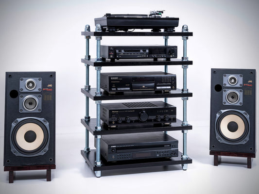 Industrial Audio Rack Turntable Stand - Adjustable Audiophile Hifi Cabinet