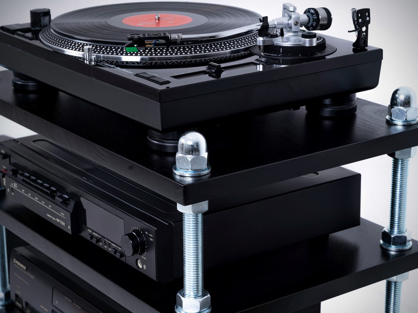 Industrial Audio Rack Turntable Stand - Adjustable Audiophile Hifi Cabinet