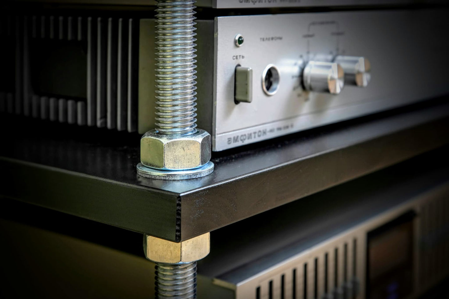 Double-Width Audio Rack on Wheels – Adjustable Hi-Fi Stereo Cabinet & Record Player Stand