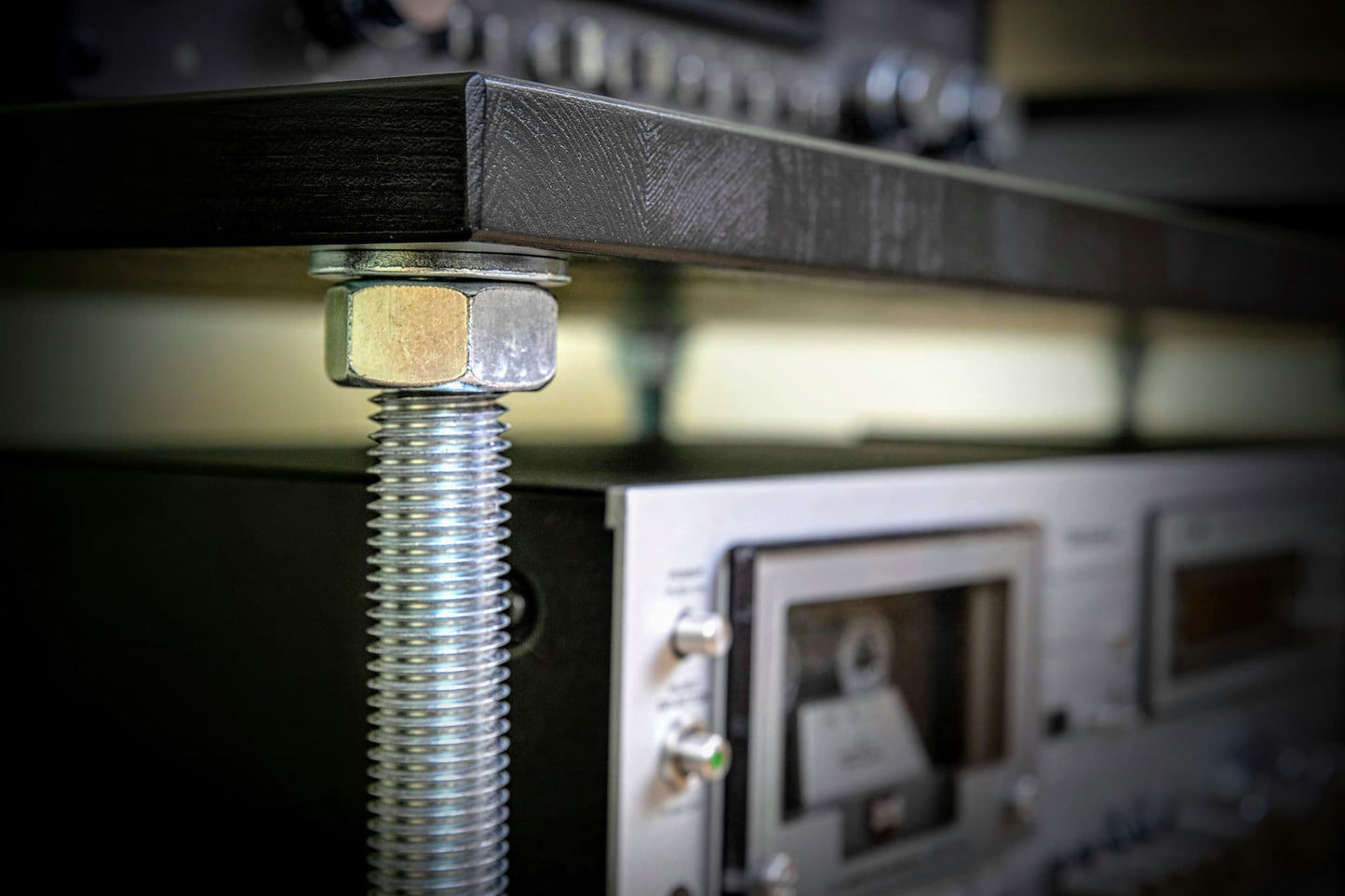 Double-Width Audio Rack on Wheels – Adjustable Hi-Fi Stereo Cabinet & Record Player Stand