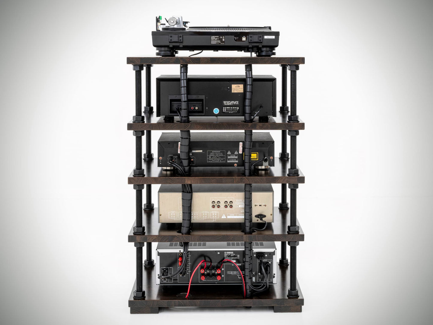 Custom HiFi Audio Rack with Cable Management & Adjustable Shelves – Handmade Wood AV Stand