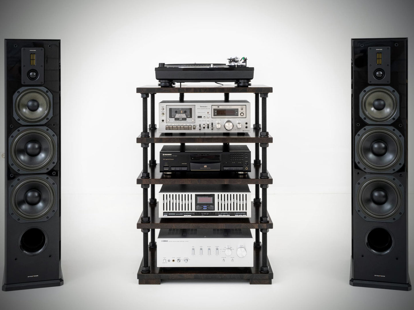 Custom HiFi Audio Rack with Cable Management & Adjustable Shelves – Handmade Wood AV Stand