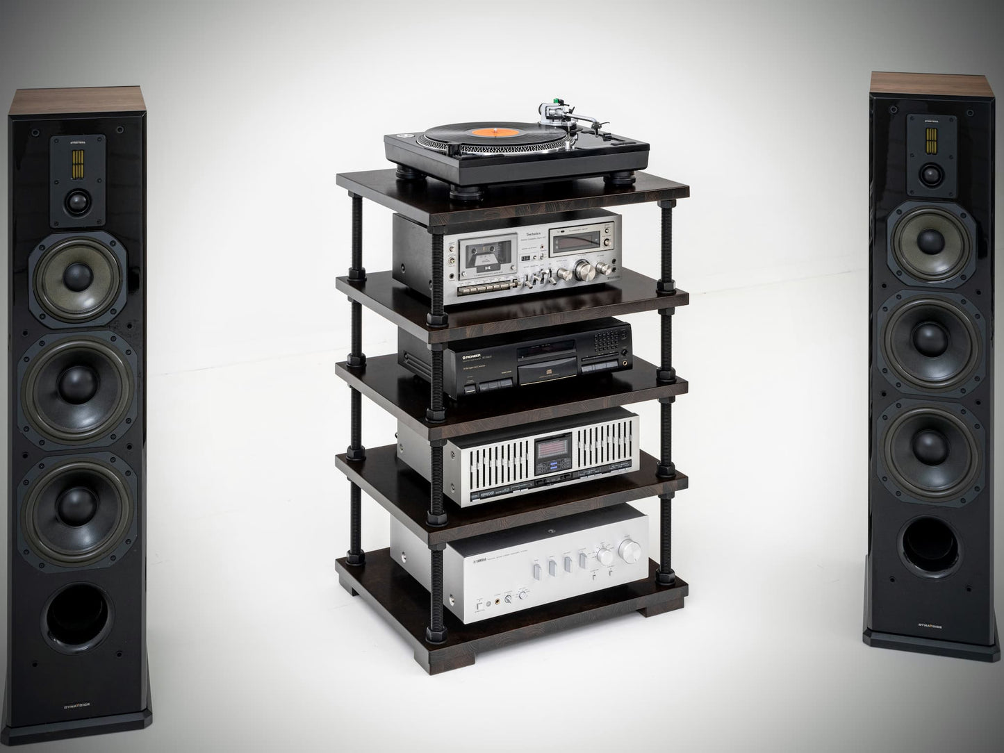 Custom HiFi Audio Rack with Cable Management & Adjustable Shelves – Handmade Wood AV Stand