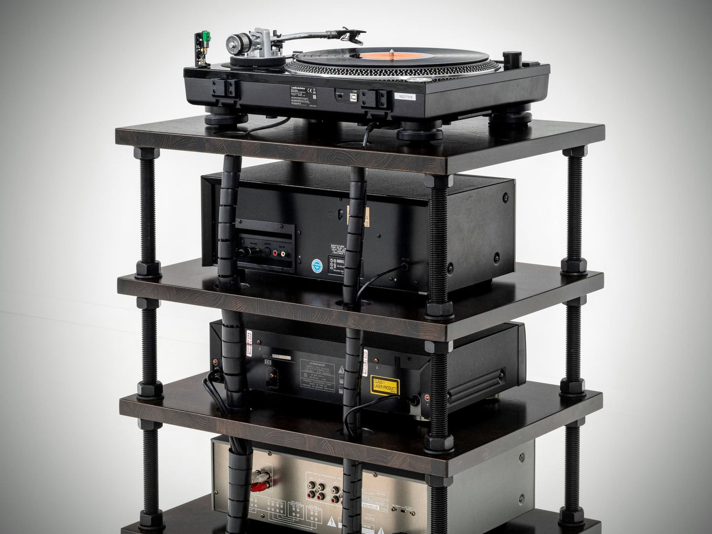 Custom HiFi Audio Rack with Cable Management & Adjustable Shelves – Handmade Wood AV Stand