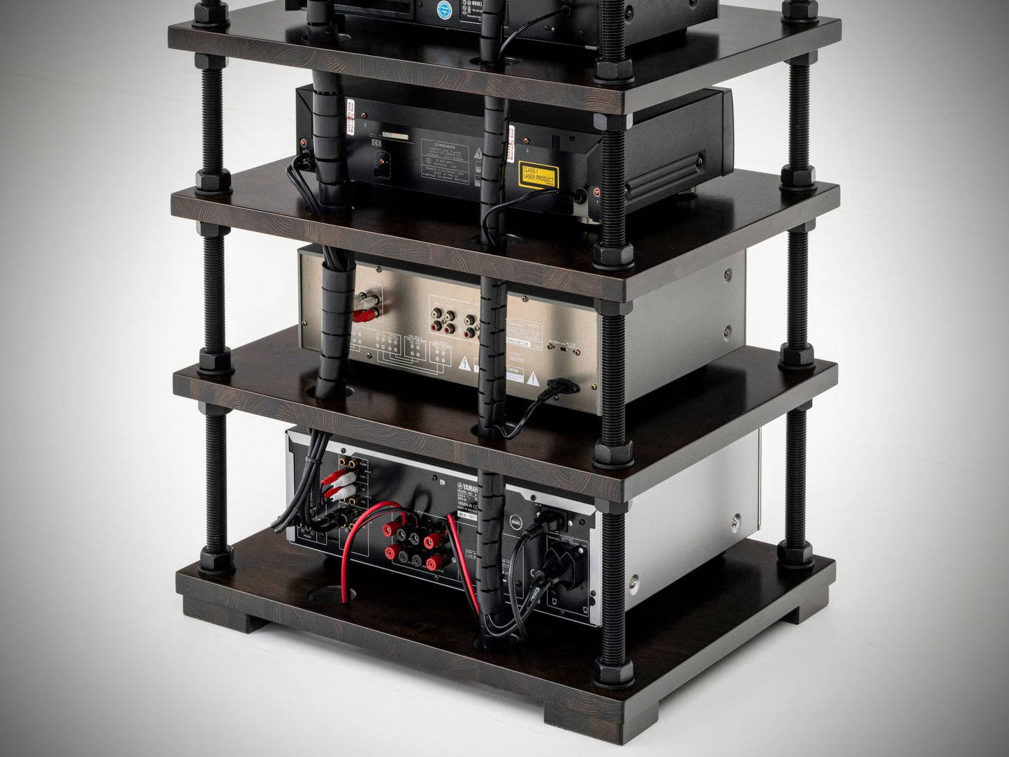 Custom HiFi Audio Rack with Cable Management & Adjustable Shelves – Handmade Wood AV Stand
