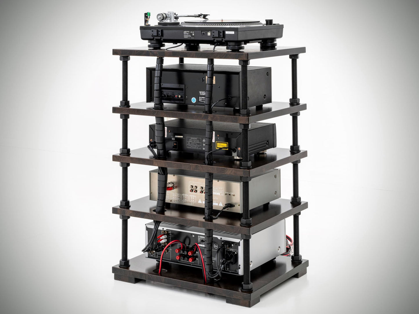 Custom HiFi Audio Rack with Cable Management & Adjustable Shelves – Handmade Wood AV Stand