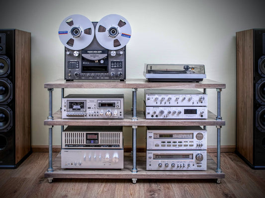 Solid Oak Audio Rack with Adjustable Shelves – HiFi Rack, Record Player Stand & Media Console