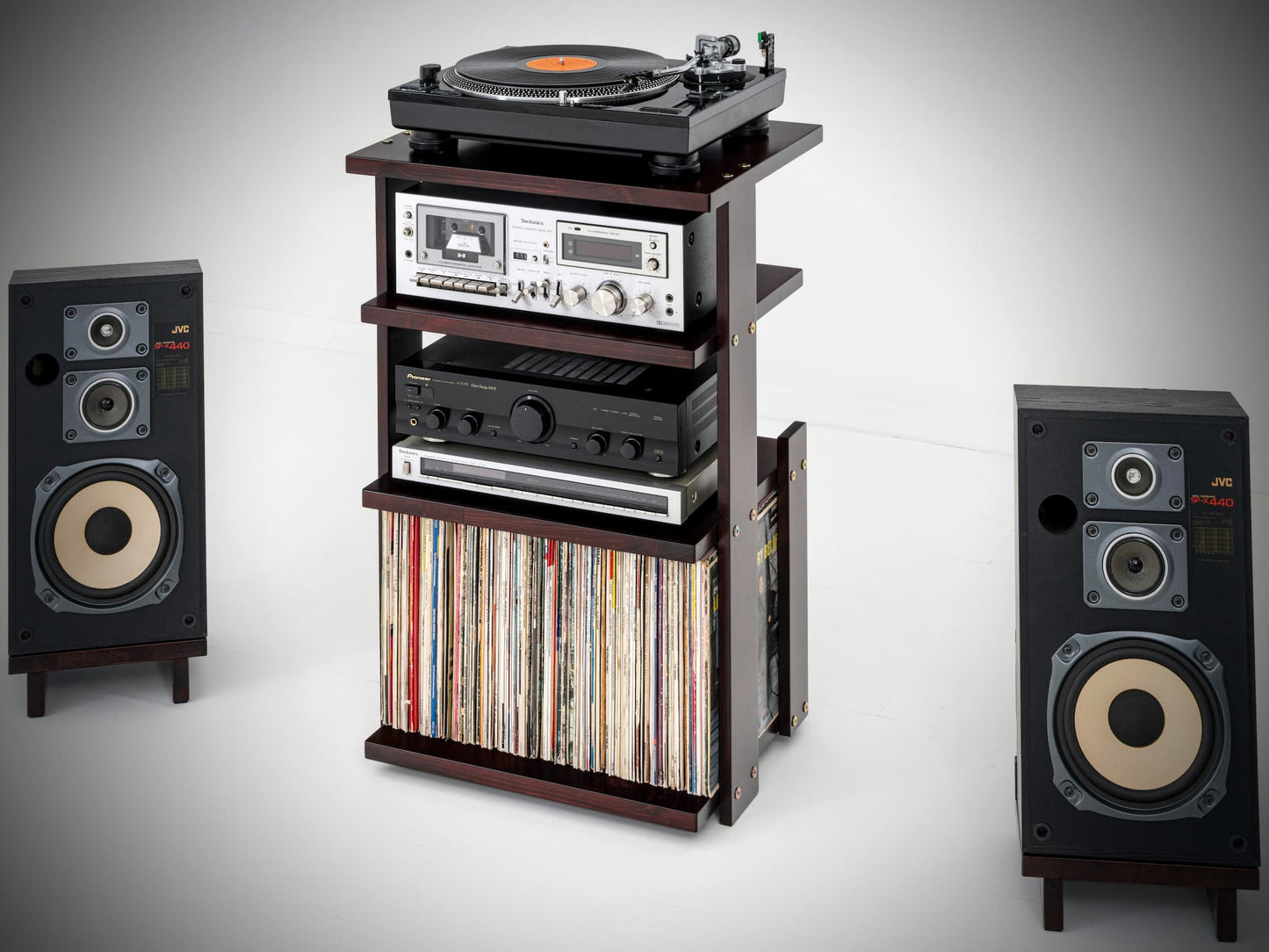Handcrafted Turntable Stand and Vinyl Record Storage Cabinet - Tripod base