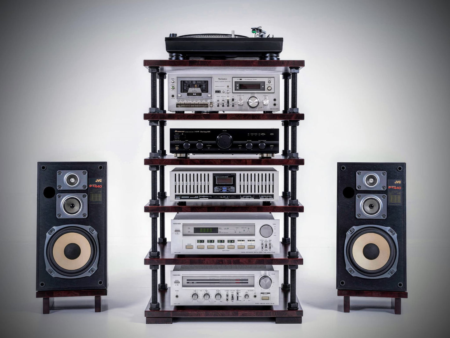 HiFi Audio Rack & Turntable Stand – Adjustable Record Player Stand, Heavy-Duty Stereo Cabinet