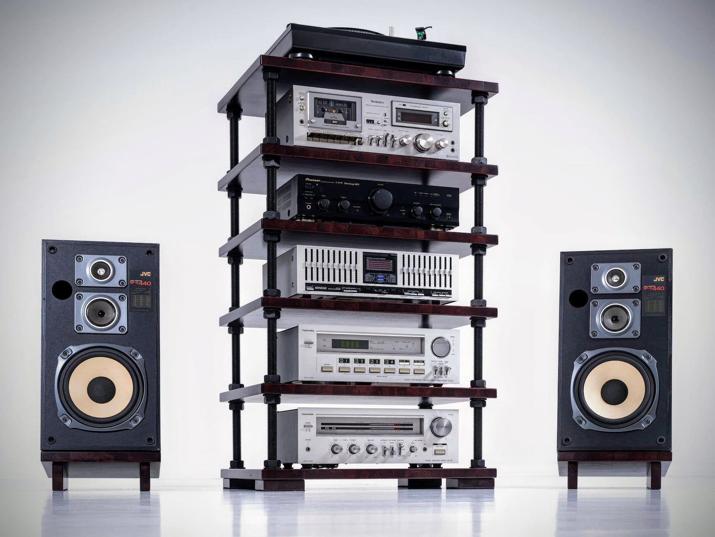 HiFi Audio Rack & Turntable Stand – Adjustable Record Player Stand, Heavy-Duty Stereo Cabinet