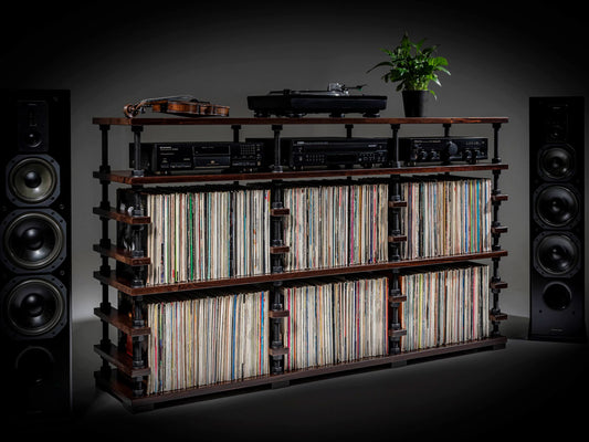 Custom Vinyl Record Storage Cabinet – LP Storage Shelf, Record Player Stand & Hi-Fi Audio Rack (Handmade Solid Wood & Steel)