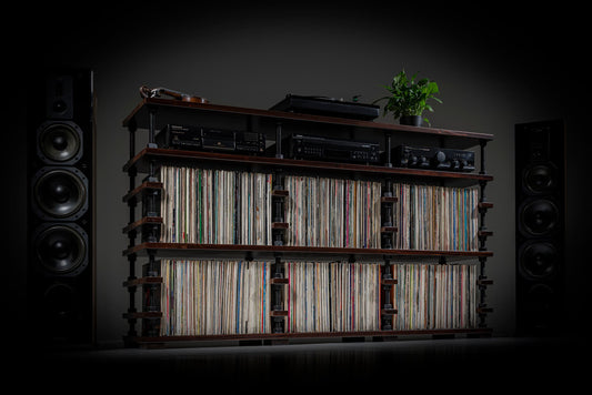 Custom Vinyl Record Storage Cabinet – LP Storage Shelf, Record Player Stand & Hi-Fi Audio Rack (Handmade Solid Wood & Steel)