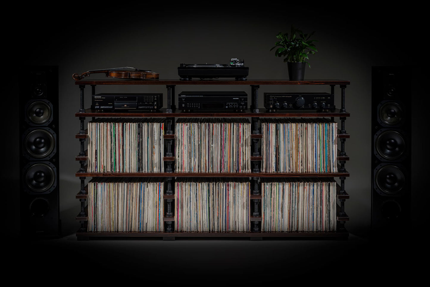 Custom Vinyl Record Storage Cabinet – LP Storage Shelf, Record Player Stand & Hi-Fi Audio Rack (Handmade Solid Wood & Steel)