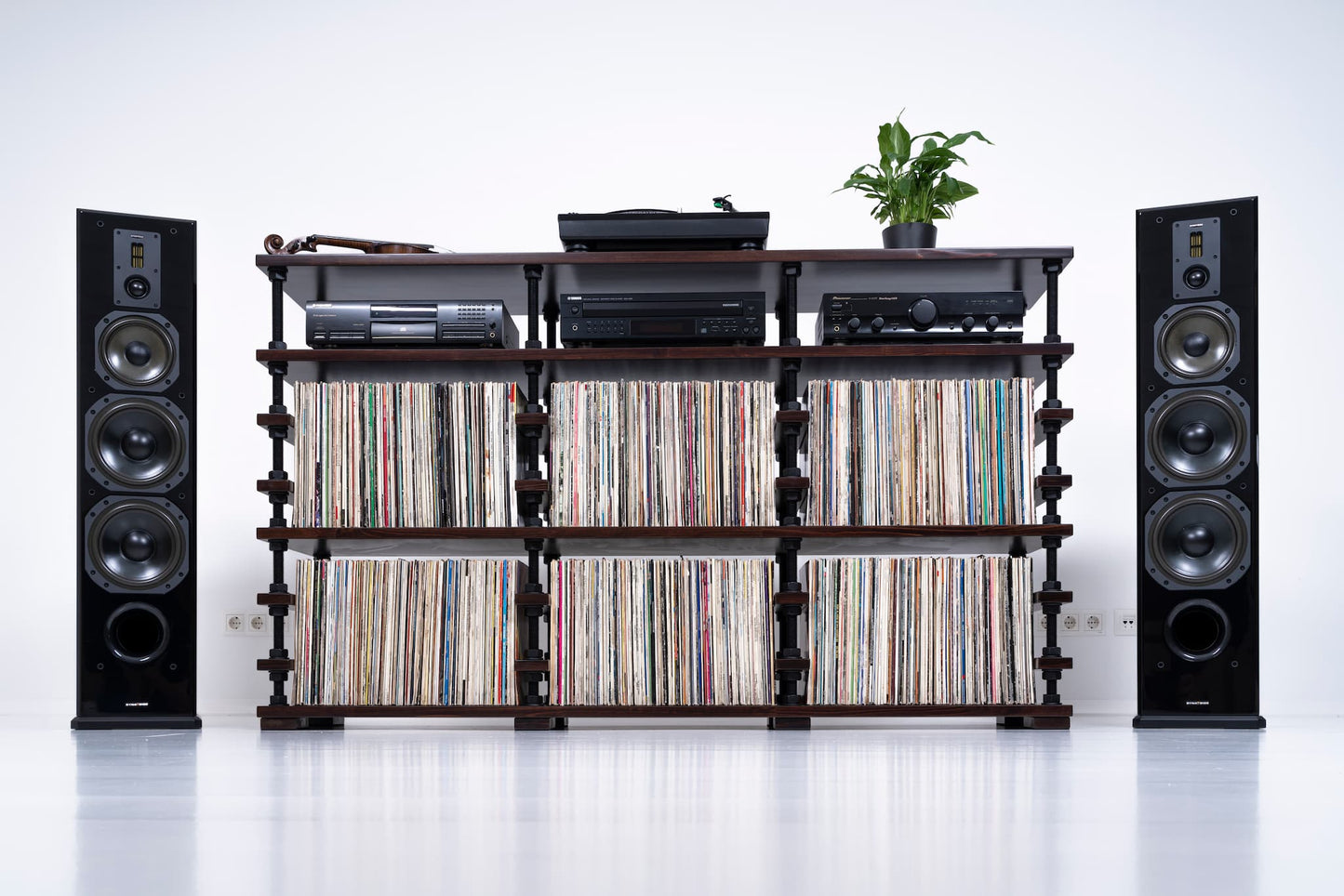 Custom Vinyl Record Storage Cabinet – LP Storage Shelf, Record Player Stand & Hi-Fi Audio Rack (Handmade Solid Wood & Steel)